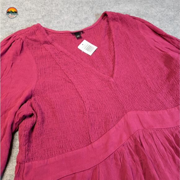 NWT Torrid Babydoll Blouse Top Pink Crinkle Gauze Boho Women's Plus Size 2 18/20 - Picture 3 of 8